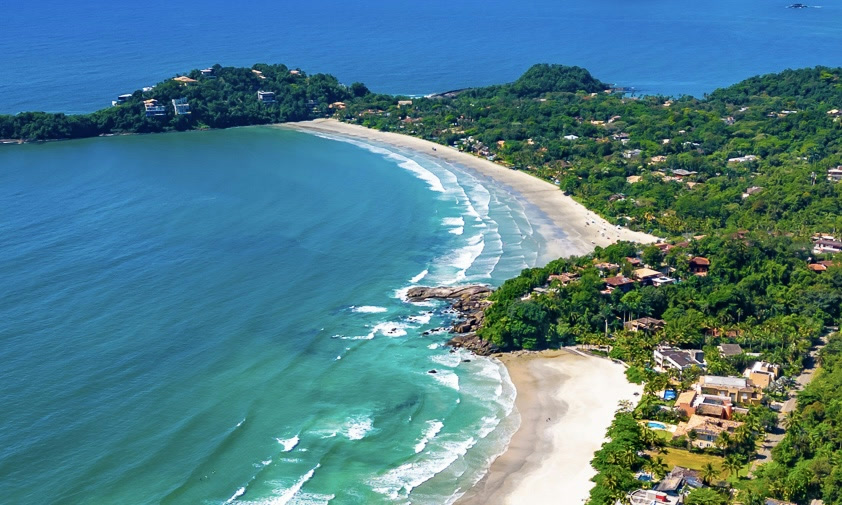Vista aérea da enseada de Taguaíba, no extremo norte do Guarujá